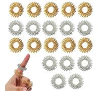anneaux d'acupression sensoriels argentés 20 pièces pour massage des doigts picots métalliques soulagement du stress douleurs articulaires réflexologie portable