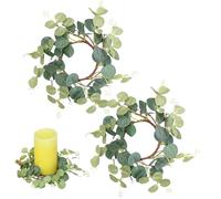 Anneaux de Bougie, Anneau de Bougie Eucalyptus 2pcs 6-10 Adjustable OD & 3 Id Anneaux réalisants Petites couronnes décoratives pour Table, pièce maîtresse Table, Mariage