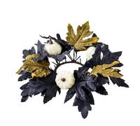 Anneaux de bougie citrouille - Couronnes de bougies faites à la main avec feuilles noires | Anneaux noirs d'Halloween couronne, couronne pour fiançailles, demande en mariage, anniversaire