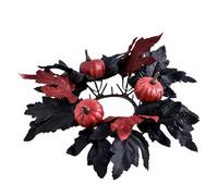 Anneaux de bougie d'Halloween | Couronnes de bougies faites à la main avec feuilles noires | Anneaux pour l'automne, Thanksgiving, la maison et les centres de table
