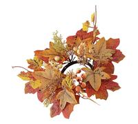 Anneaux de bougie pour cônes,anneau de bougie d'automne, Porte-bague du jour de la récolte, feuilles d'érable, 9,8 pouces, Bougeoir pilier petite couronne, couronne de ferme, décoration de fête de Fes
