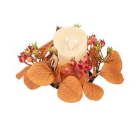 Anneaux de bougies couronne d'automne, couronne d'automne de 20cm avec feuilles d'eucalyptus, couronnes d'anneaux de bougies de feuilles d'eucalyptus, porte-guirlande de bougies artificielles