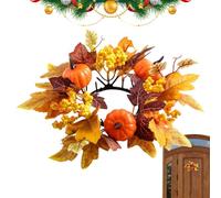 Anneaux De Bougies d'automne - Récolte De Feuilles D'érable, Guirlande De Baies De, Couronne Florale Décorative Aux Couleurs Festives | pour Thanksgiving Halloween Table De Mariage Pièce Ma