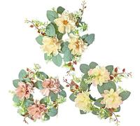 Anneaux De Bougies De Fleurs Artificielles, Couronnes De Décoration Florale pour Bougies, Fausse Petite Bougie, Couronne D'anneaux De Fleurs, Bougeoir, Centres De Table De Mariage pour Tables