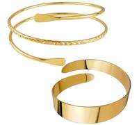 Anneaux de Bras Géométriques 2 Pièces En Métal - Bracelets de Manchette Torsadés et Réglables Ouverts