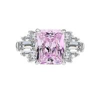 Anneaux de fiançailles en zircon pour femmes sterling argent argenté anneaux pour les femmes radieuse coupé 8 * 10 mm éternité de femmes bandes de mariage élégantes.