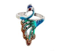 Anneaux de guidage de fil à crochet réglables avec outils de tricot en métal PC avec point de paon fait à la main et ajusteur de taille antidérapant pour une gestion stable du fil (bleu-B)