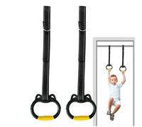 Anneaux de gymnastique - Barre trapèze de 15 x 15 cm, pratique à installer | Anneau de gymnastique avec sa corde de 1,45 m de long, anneaux de suspension pour augmenter la hauteur et la musculation