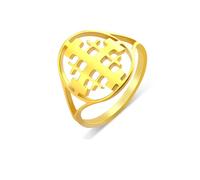 Anneaux de la Croix de Jérusalem pour Les Femmes Hommes en Acier Inoxydable Prières Chrétiennes Croisés Anneau de la Croix de Jérusalem Bijoux Religieux (Or, 8)