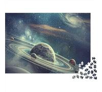 Anneaux de la planète Saturne colorée dans l'espace Cosmique - Puzzle de 1000 pièces pour Adultes - Jeu éducatif Classique et Unique - 70 x 50 cm