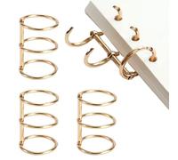 Anneaux de liant 3 pcs, anneaux de liaison à 3 anneaux de 1,6 pouce, anneaux de livre en métal doré, anneaux de métal de remplacement pour fiches, feuille en vrac, reliure en papier