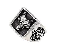 Anneaux de Loup Celtique Pour Hommes, Anneaux en Acier Inoxydable Viking Nordique, Bijoux Faits À la Main Vintage Assistant Guerrier Chasseur Tête de Loup Gothique Anneaux Taille 7-12
