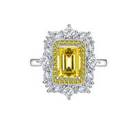Anneaux de mariage coupés asscher pour les femmes sterling argent argenté anneaux pour les femmes 6 * 8 mm Bandeaux de fiançailles éternelles élégantes.