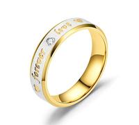 Anneaux de mariage pour les couples, ses siennes couples zircones anneaux promettent les anneaux de l'éternité pour toujours amour gravés en acier inoxydable anneaux de fiançailles, taille l 1/2-x