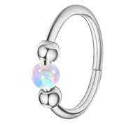 Anneaux de nez hypoallergéniques opales créoles confortables pour cartilage, daith, tragus, accessoire de piercing septum, bijoux en acier chirurgical, 8 mm, Comme décrit, Comme décrit.