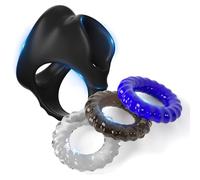 Anneaux de Pénis - Set de 4 Anneaux Péniens - Anneau Homme Cockrings pour une Érection plus Dure et plus Longue - Utilisable comme Anneau Pénien et Testiculaire Jouets Sexuels pour Adultes