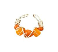 Anneaux de perles en pierre naturelle enchevêtrées, taille réglable, anneaux géométriques élégants, bijoux pour femmes, bijoux en pierre naturelle