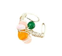Anneaux de perles en pierre naturelle enchevêtrées, taille réglable, anneaux géométriques élégants, bijoux pour femmes, bijoux en pierre naturelle