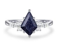 Anneaux de pierres précieuses naturelles anneaux de fiançailles en argent sterling pour femmes kite coupé lapis lazuli anneaux de mariage lapis lazuli promet d'anneau cadeau pour la