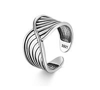 Anneaux de pouce en argent sterling 925 pour femmes larges anneaux réglables vintage épais coincé doigt infini anneau ouvert pour femmes hommes, grand, argent