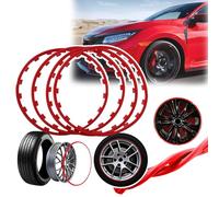 Anneaux de Protection pour Jantes en Alliage 16-21 Pouces, Lot de 4, à Coller (Installation Facile/résistant), Anti-Rayures/Stables - Ne Tombent Pas,21inch,Red