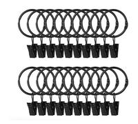 Anneaux De Rideaux Avec Clips Noir 20 Pièces