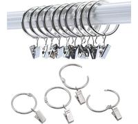 Anneaux De Rideaux En Acier Inoxydable Avec Cintres À Clips, Paquet De 20 Argent 50 Mm
