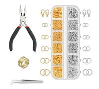 Anneaux de Saut Ouverts, 1143 pcs Bijoux Anneaux Ouverts, Anneaux de Saut Argent et Or Anneaux pour la Fabrication 4/5/6/8/10 mm Anneaux Bijoux avec Boite Homard Fermoirs pour DIY Colliers Bracelets
