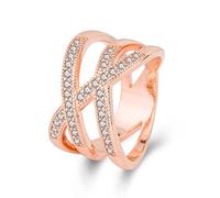 Anneaux de secours se chevauchant l'or rose pour les femmes Déclaration de croisement entrelacée x Ring Cross Ring Cumbic Zirconia Engagement Engagement Promesse Bands de mariage pour femmes