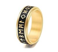 Anneaux de spinner pour l'anxiété, son bague de mariage viking texte noctilcent rotatif hommes femmes bijoux en acier inoxydable confort avec boîte