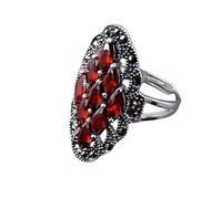 Anneaux de sterling pour femmes, bague sterling unique Garneous Garnet rétro gothique exagéré sombres ouverts Rings ajustés cadeaux de bijoux pour garçons filles hommes femmes