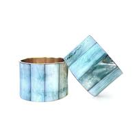 Anneaux de Table Dorés en Pierre Naturelle Bleu Vert - Lot de 10 élégants Anneaux de Table en Métal - Lot de 10 Robustes Anneaux de Table de Noël en Nacre (10)