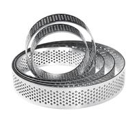 Anneaux de tarte de 6 pcs, anneaux cuisson en acier inoxydable à 6 tailles, perforés pour les tartes, la pâtisserie, les gâteaux, les pizzas Muffins à anne