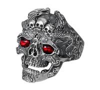 Anneaux de tête de squelette | Anneaux de squelette effrayant vintage,Bijoux squelette rétro, anneaux de squelette de faucheuse pour les garçons, anneaux ouverts de tête de mort gothique pour