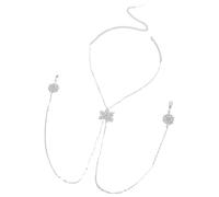 Anneaux de téton avec collier papillon Faux anneaux de téton Chaîne de corps pour femme, Strass