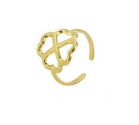 Anneaux de trèfle à quatre feuilles porte-bonheur pour femmes en acier inoxydable couleur or ouvert bagues de doigt bijoux de mode cadeau d’anniversaire