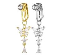 Anneaux De Ventre Pendants - Bijoux D'haltères Incurvés Sans Piercing | Accessoire De Style Suspendu Élégant, 5*1,5 Cm/1,9*0,6 Pouces | Conception Légère Et Confortable Avec Maintien Invisible Et Sécu