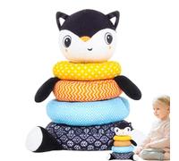 Anneaux d'empilage en peluche - Activités de développement de jeux pour animaux, encourage la coordination oculaire à la main | Rainbow Ring Music Skills Toy pour 0-3 ans, empileur sensoriel