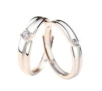 Anneaux d'éternité Rings gravés pour les hommes et les femmes mariage, anneaux de fiançailles sterling réglables pour le couple 925, ronde avec des bandes de bague en zircone cubique