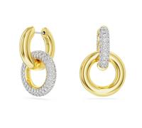 Swarovski Anneaux d'oreilles Dextera, Design asymétrique, Boucle entrelacée, Blanches, Placage de ton or