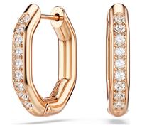 Anneaux d'oreilles Dextera, Forme octogonale, Taille ronde, Petites, Blanches, Doré à l’or rose 18 carats (750/1000) S