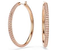 Swarovski – Anneaux d'oreilles Stone – Pavé, larges, blanches, placage de ton or rosé
