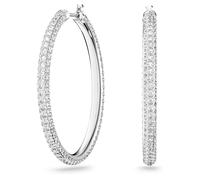 Anneaux d'oreilles Dextera, Pavé, Larges, Blanches, Métal rhodié OS