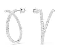 Anneaux d'oreilles Dextera, Taille ronde, Blanches, Métal rhodié OS