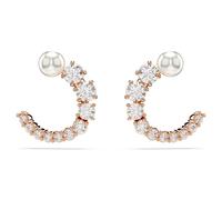 Swarovski Boucles d'oreilles femme Matrix – Perle de cristal ronde blanche – Placage de ton or rosé