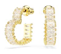 Anneaux d'oreilles Matrix, Taille baguette, Cœur, Petites, Blanches, Doré à l’or 18 carats (750/1000) OS