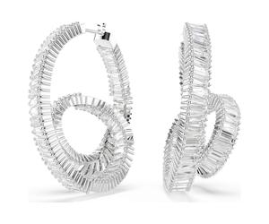 Anneaux d'oreilles Matrix, Taille baguette, Ruban, Blanches, Métal rhodié OS