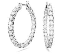 Anneaux d'oreilles Matrix, Taille ronde, Blanches, Métal rhodié OS