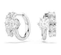 Anneaux d'oreilles Matrix, Taille ronde, Blanches, Métal rhodié OS
