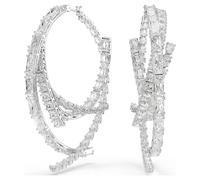 Anneaux d'oreilles Matrix, Tailles variées, Blanches, Métal rhodié OS